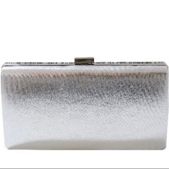 Silver Rhinestone Evening Clutch Bag with short and long strap - Picture 8 of 11